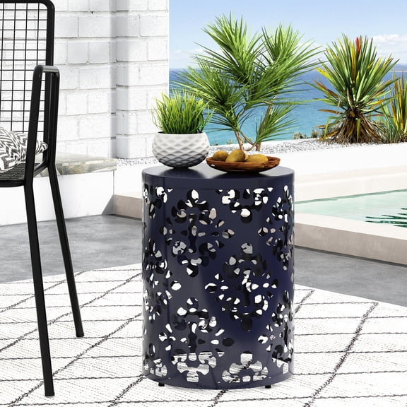 Navy Blue Table - Cylindrical Shape - Outdoor Party - Durable and Stylish