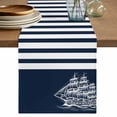 thumbnail image 1 of Navy Blue Table Runner 70 Inches, Nautical Coastal Sea Abstract Art Bed Runner Dresser Scarves Tabletop for Indoor Outdoor Parties/Ceremony/Banquet, 13" x 70", 1 of 8