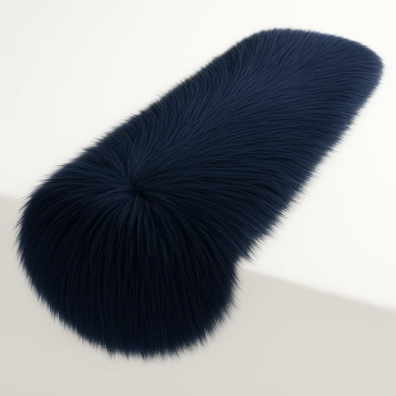 FabricLA Navy Blue Faux Fur Accent Cut 18 x 48 Inches with Rounded Edges for Holiday & Christmas Decor