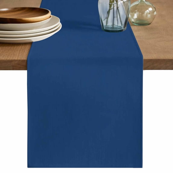 Navy Blue Table Runner, Modern Rustic Deep Blue Solid Cover Washable Cotton Linen Table Runners 108 Inches Long, Dresser Scarf Runner for Dining/Living Room/Kitchen/Square Tables 13''x108''