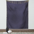 thumbnail image 1 of Navy Blue Tapestry, Geometric Dotted Pattern Design with Abstract Ogee Shapes Grid Ornament Tile, Wall Hanging for Bedroom Living Room Dorm Decor, 40W X 60L Inches, Dark Blue Tan, by Ambesonne, 1 of 2