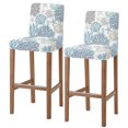 thumbnail image 1 of Navy Blue Teal Coastal Bar Stool Cover Set of 2, Summer Beach Coral Shell Ocean Stretch Bar Chair Cover, Removable Washable Pub Counter Stool Chair Slipcover for Kitchen Dining Room Pub Cafe, 1 of 9