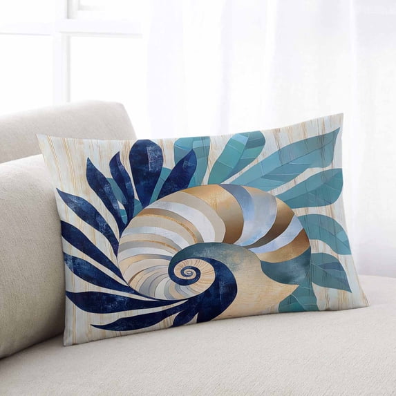Navy Blue Teal Coastal Body Pillow Cover, Pillowcase Protectors with Zipper, Breathable Decorative Throw Pillow Case Cover, Abstract Art Nautical Ocean Conch Pillow Shams for Couch Sofa 24x36Inch