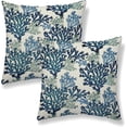 thumbnail image 1 of Navy Blue Teal Coastal Pillow Covers 18x18 Inch 2 Pcs Coral Summer Outdoor Decor Throw Pillows Nautical Beach Ocean Themed Holiday Decoration Pillowcase Linen Cushion Cover for Couch Sofa, 1 of 4