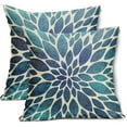thumbnail image 1 of Navy Blue Teal Dahlia Pillow Covers 16X16 Inch Spring Summer Floral Couch Pillow Cases Modern Abstract Throw Pillows Set of 2 Home Decor for Living Room Bedroom Couch Bed Sofa Outdoor, 1 of 6