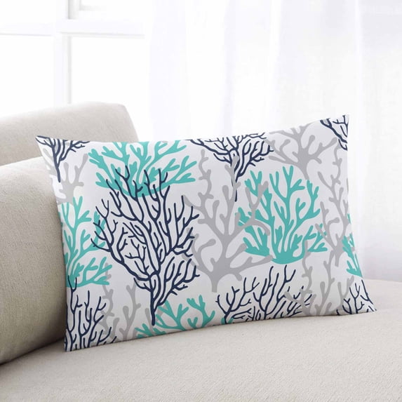 Navy Blue Teal Grey Coral Coastal Body Pillow Cover,Pillowcase Protectors with Zipper,Breathable Decorative Throw Pillow Case Cover,Summer Beach Nautical Ocean Pillow Shams for Couch Sofa 24x36Inch