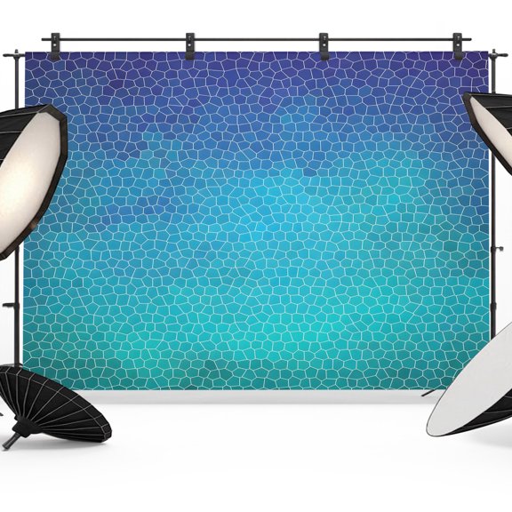 Navy Blue Teal Mosaic Backdrops for Photography, Minimalist Abstract Hexagonal Grid Gradient Fabric Photo Background Sturdy Studio Props for Photo Studio, Video Recording, Booth & Photoshoot 7x5ft