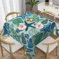 thumbnail image 1 of Navy Blue Teal Nautical Starfish Beach Coastal Sea Beachy Waterproof Picnic Party Square Table Cloth Cover 60 X 60 Inches Square Tablecloth for 30-46 Inch Home Dining Room Kitchen, 1 of 6