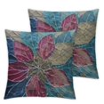 Navy Blue Teal Pillow Covers Dahlia Modern Geometry Line Flower Summer