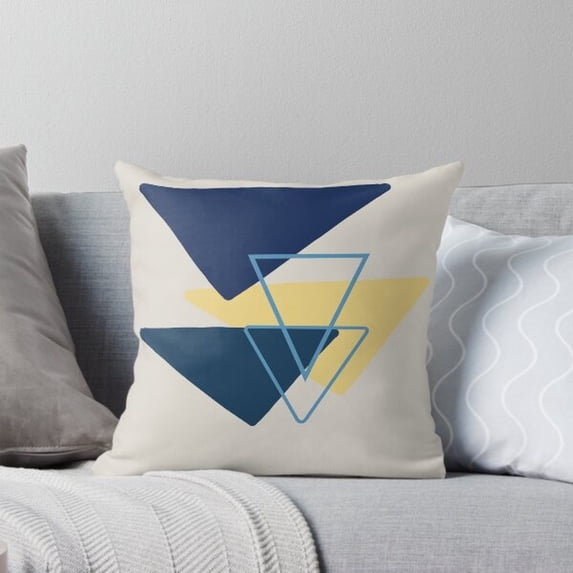 Navy Blue, Teal and Yellow Overlapping Geometric Triangles Square ...
