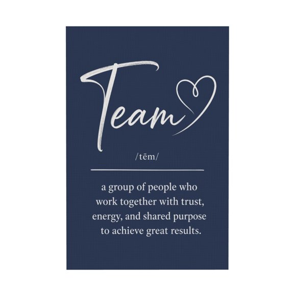 Navy Blue Teamwork Definition Canvas Wall Art For Office Decor 16"x24 in