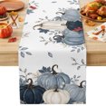 thumbnail image 1 of Navy Blue Thanksgiving Fall Cotton Linen Rectangle Table Runners 13"x48", Pumpkin Botanical Maple Leaf Coffee Table Runner Dresser Scarves Luxury Table Runners for Wedding Party Banquet Dinner Decor, 1 of 8