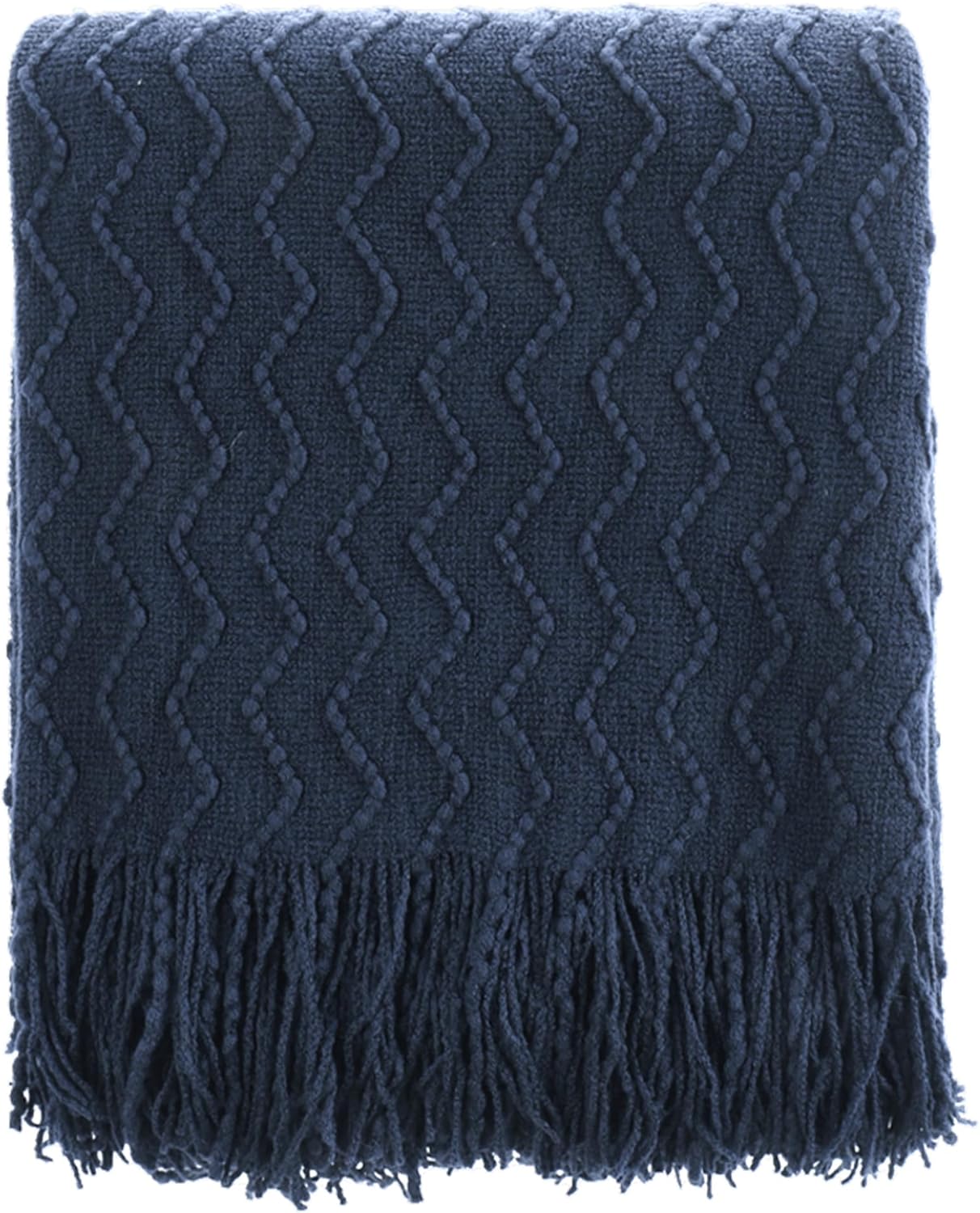 Navy Blue Throw Blanket for Couch, Textured Soft Navy Throw, Decorative ...