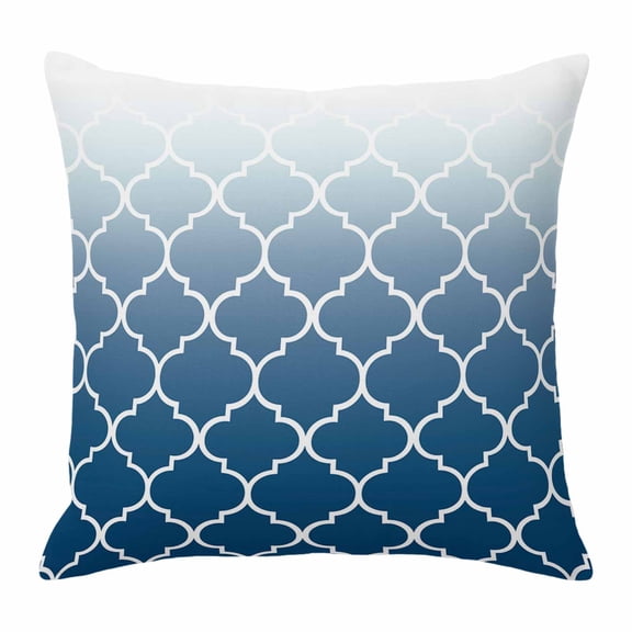 Navy Blue Throw Pillow Cover Moroccan Trellis Abstract Gradient Geometric Cotton Linen Cushion Cover Throw Pillow Case with Invisible Zipper for Couch Sofa Bed Chair Car 16x16 Inch