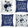 thumbnail image 1 of Navy Blue Throw Pillow Covers 20x20 Inch Floral Roses Flower White Grey Pillows Decorative Throw Pillows Modern Quote Spring Velvet Cushion Case Set of 4 for Couch Bed Sofa, 1 of 1