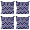 thumbnail image 1 of Ambesonne Nautical Throw Pillow Cover 4 Pack, Zig Zag Modern Pattern, 16", Dark Purple White, 1 of 2