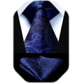 thumbnail image 1 of HISDERN Navy Blue Tie Paisley Ties for Men Neckties and Pocket Squares Set for Formal Party Wedding, 1 of 8