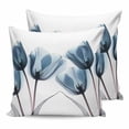 thumbnail image 1 of Navy Blue Tulip 16x16 Pillow Covers Set of 2, Watercolor Farmhouse Floral Botanical Throw Pillow Covers Decorative Couch Cushion Case, Microfiber Square Pillowcases for Bedroom Car Living Room, 1 of 7