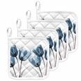 thumbnail image 1 of Navy Blue Tulip Pot Holders for Kitchen Heatproof Potholder, 4 Pack Watercolor Farmhouse Floral Botanical Hot Pads Multipurpose Oven Pads Cloth Potholders Trivet for Cooking and Baking, 1 of 8