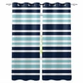 thumbnail image 1 of Navy Blue Turquoise Striped Blackout Curtains for Bedroom Living Room Darkening Curtains 63 Inches Long Gradient Horizontal Lines Window Curtain 2 Panels Set Window Treatment Grommet Drapes 42"x63", 1 of 9