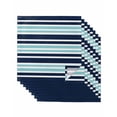 thumbnail image 1 of Navy Blue Turquoise Striped Cloth Napkins Set of 8 Reusable Dinner Napkins, Gradient Horizontal Lines Cocktail Napkin Washable Table Napkins for Wedding/Holiday Party/Baby Shower 20"x20", 1 of 7