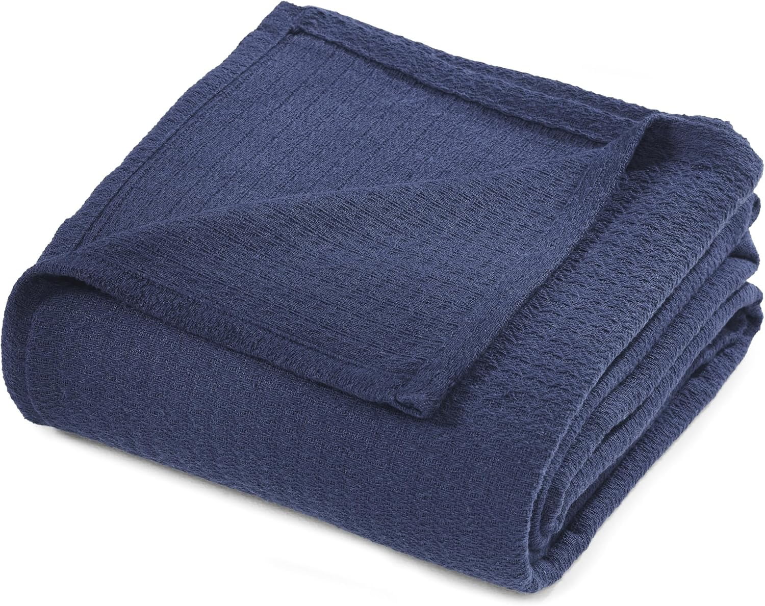 Twin Navy Blue Cotton Knitted Blanket