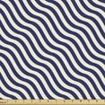 thumbnail image 1 of Ambesonne Navy Fabric by the Yard Upholstery, Wavy Stripes Dark Blue, 3 Yards, Dark Blue and White, 1 of 4