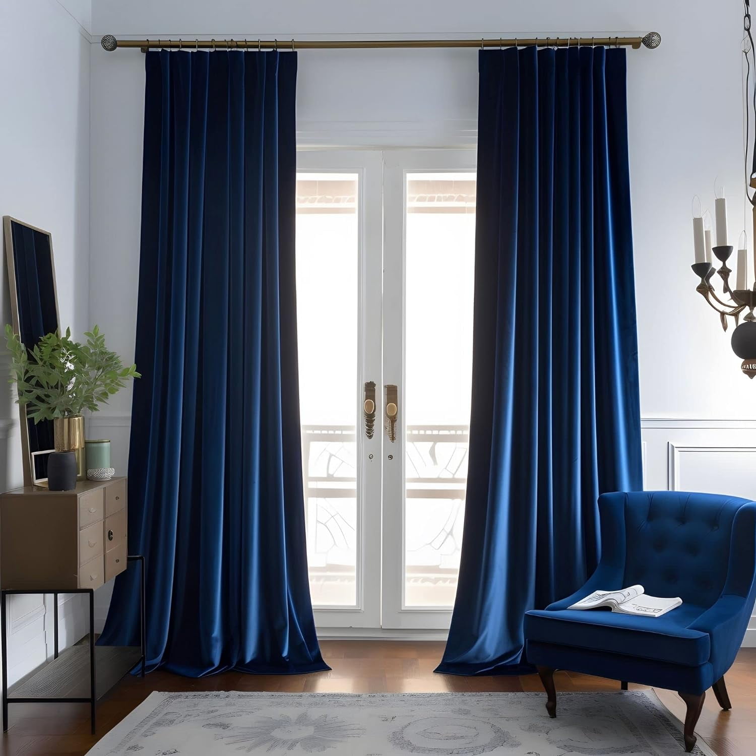 Navy Blue Velvet Curtains 96 Inches Long Luxury 85 Blackout Curtains