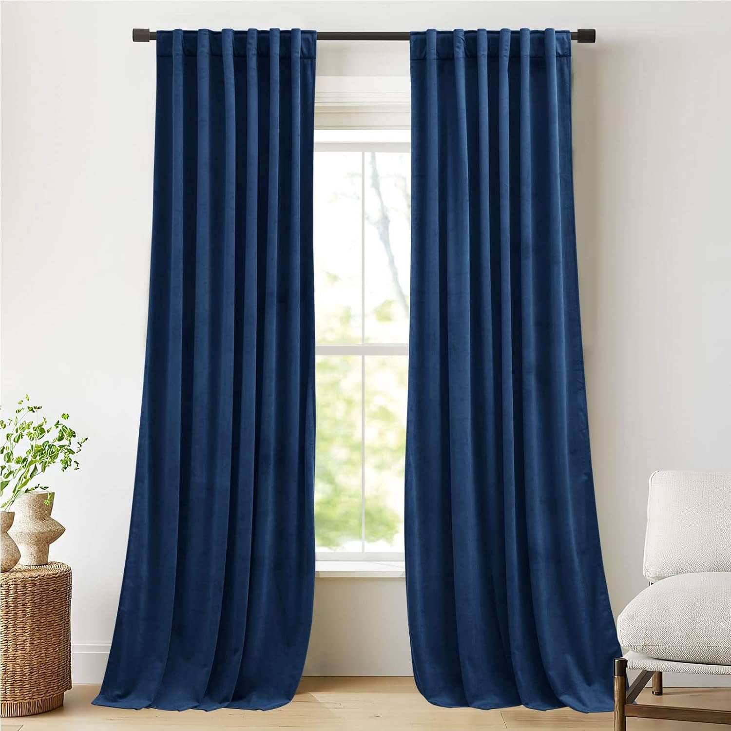 Navy Blue Velvet Curtains For Living Room