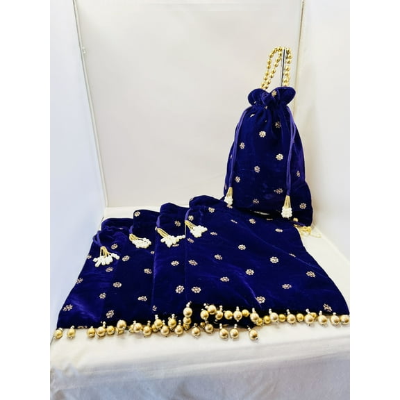 Navy Blue Velvet Potli Bag Bulk Order