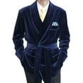 thumbnail image 1 of Navy Blue Velvet Smoking Robe's Jackets Coat Christmas Party Wear Smoking Jackets for Men's&nbsp;, 1 of 4