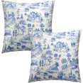 thumbnail image 1 of Navy Blue Vintage Throw Pillow Covers 22x22 Inch Pack of 2 Vintage Cottage Cushion Pillow Case Square Cotton Countryside Style French Country Pillowcase for Farmhouse Party Sofa Home Bedroom Outdoor, 1 of 6