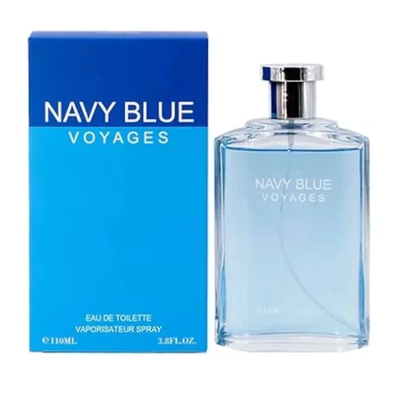 Navy Blue Voyages Eau de Toilette Spray for Men, 3.8 fl oz by EBC Collection