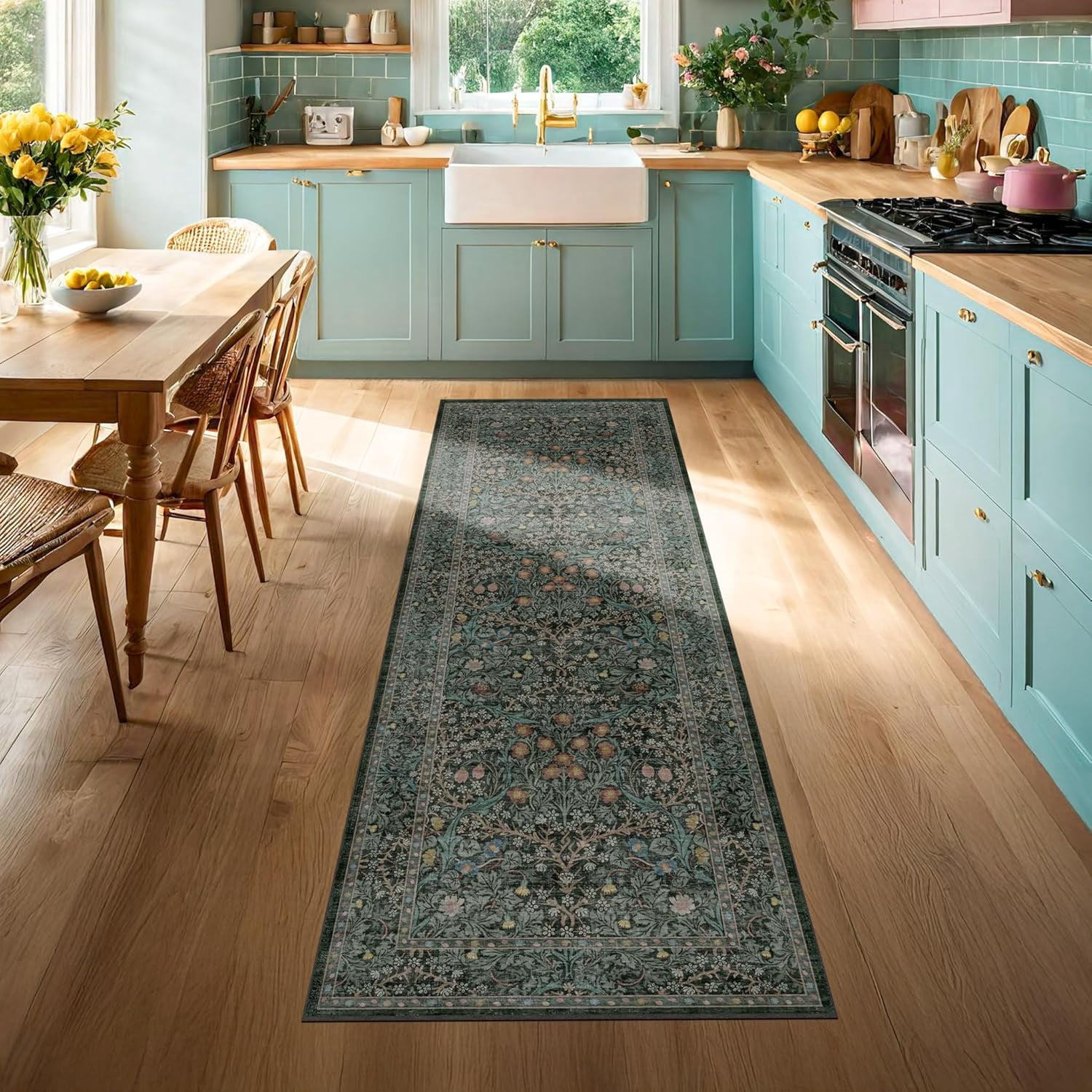 Navy Blue Washable 2x3 Entry Rug - Small Front Door Mats Indoor, Non ...