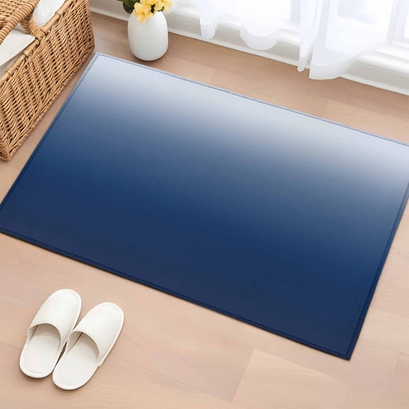 Navy Blue Washable Small Entryway Area Rugs 2'x3', Gradient Solid Color Ombre Modern Art Low Pile Throw Rug Non-Slip Sturdy Edge Binding Carpet for Front Door Floor Room Entry