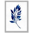 thumbnail image 1 of Navy Blue Watercolour Leaves Artwork Framed Wall Art Print A4, 1 of 4