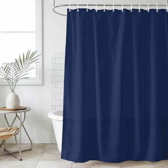 Navy Blue Waterproof Shower Curtain, Large 72"x78" Washable Polyester Fabric Shower Curtains for Bathroom, Modern Pure Navy Blue Decorative Bathtub Curtain Sets with Hooks