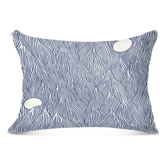 Navy Blue Wave Pattern 20x30" Queen Plush Pillow Case, Soft Zippered Bed Pillowcase for Bedroom