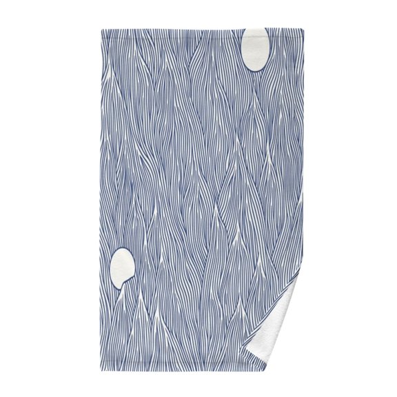 Navy Blue Wave PatternBath Towel 100% Cotton Soft Thick High Absorbency Hand Face Towel Single Pack 16x28in