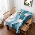 thumbnail image 1 of Navy Blue Waves Coastal Table Cloth Waterproof Tablecloths, Teal Ombre Summer Beach Oceans Tablecloth Dining Table Cover for Kitchen Party Tabletop Outdoor, Rectangle Tablecloth 60x84 Inch, 1 of 9