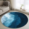 thumbnail image 1 of Navy Blue Waves Round Area Rug 3.3Ft Washable Circle Rugs for Dining Room Table, Coastal Summer Beach Ocean Non-Slip Carpet Floor Mats Indoor Outdoor Carpet Runner Aesthetic Home Decor, 1 of 8