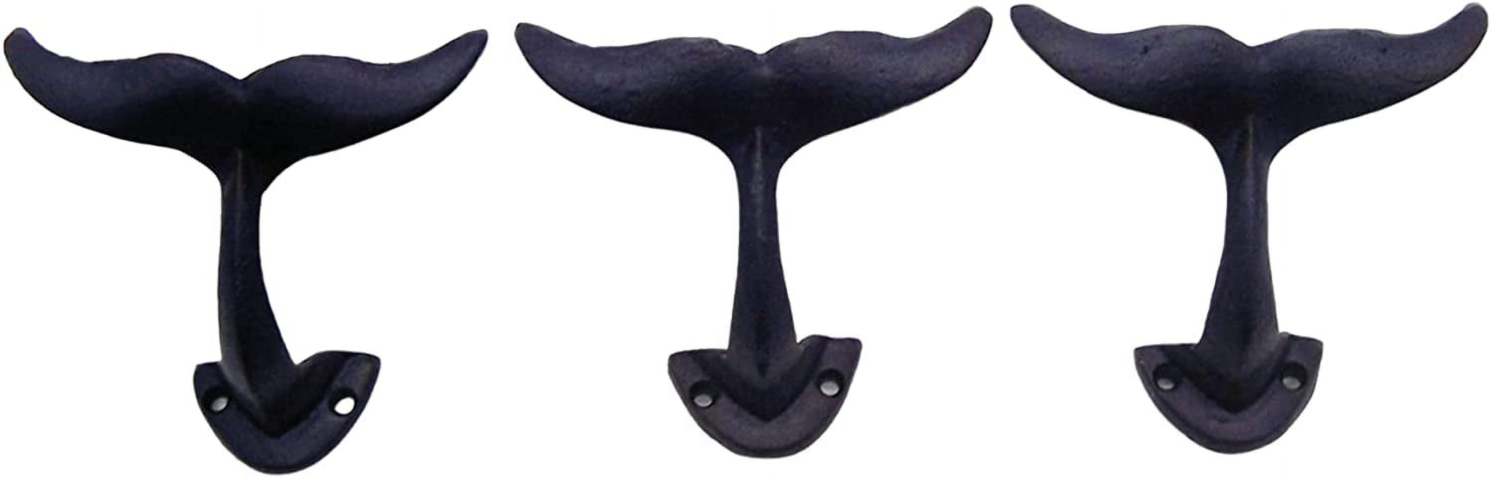 Navy Blue Whale Tail Cast Iron Wall Hooks, Wall Mounted For Hanging ...