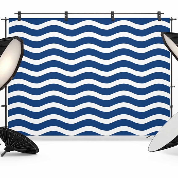 Navy Blue White Backdrop for Photoshoot,Photography Photo Studio Background Wall Backdrop,Abstract Waves Water Ripple Striped Back Drop Banner Panel for Portraits Wedding Party Live Streaming 7x5Ft