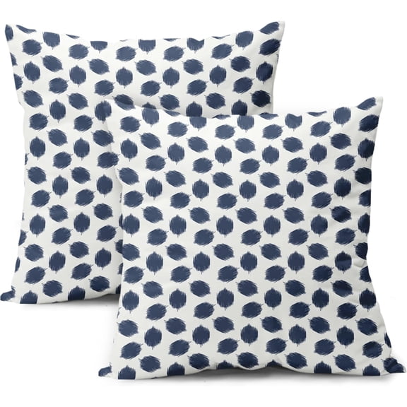 Navy Blue White Brush Pillow Covers 20X20 Inch Boho Polka Dots Ikat Strokes Decorative Pillow Cases Set of 2 Modern Farmhouse Throw Pillows Farmhouse Home Decor for Sofa Living Room Bedroom