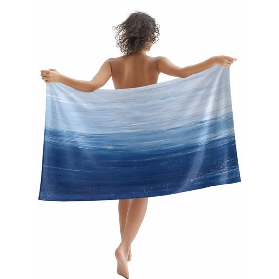 Navy Blue White Brush Stroke Textured Beach Towels Blanket Soft & Absorbent Quick Dry Microfiber Abstract Modern Pool Towels for Swimming ,Yoga, Sports, Gym, Camping,Large 30X60in,