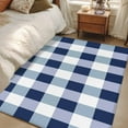 thumbnail image 1 of Navy Blue White Buffalo Check 2.7x5 Area Rugs, Farmhouse Plaid Modern Geometric Non-Skid Rubber Backing Large Rectangle Rugs - Living Room Bedroom Home Office, Indoor Floor Mat Carpets Washable Rug, 1 of 9