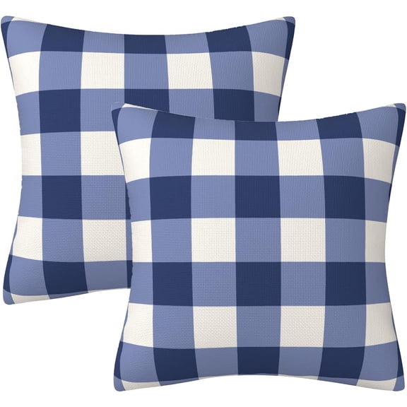 Navy Blue and White Buffalo Check Plaid Throw Pillow Covers Farmhouse Decorative Throw Pillow Case Indoor Outdoor Cushion Cover Pillowcase for Sofa 18 x 18 Inch Set of 2