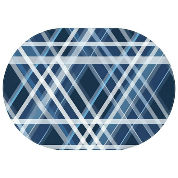 Navy Blue and White Buffalo Checkered Oval Table Cloths 60x84in Polyester Waterproof and Reusable Table Cloth for Weddings Birthdays Buffets Backyard Camping Catering Events