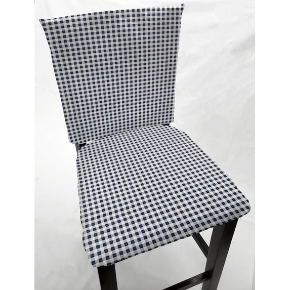 Navy Blue & White Checked Gingham Dining Room Chair Back Covers or Seat Covers by Penny's Needful Things (Chair Back Cover Only) (17 W x 14 H CHAIR BACK)