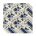 thumbnail image 1 of Navy Blue White Floral Cloth Napkins, Farmhouse Flowers Botanical Leaf Washable and Reusable Dinner Napkins Set of 4, Table Napkin for Kitchen Party Birthday Wedding Hotel Housewarming 20"x20", 1 of 9